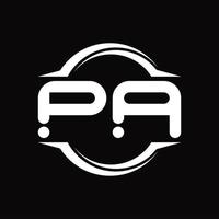 monograma del logotipo pa con plantilla de diseño de forma de corte redondeado circular vector