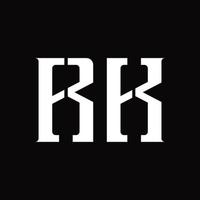 monograma del logotipo rk con plantilla de diseño de corte medio vector