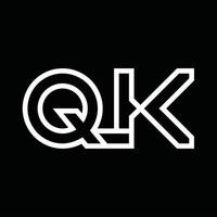 QK Logo monogram with line style negative space vector