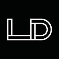 monograma del logotipo ld con espacio negativo de estilo de línea vector