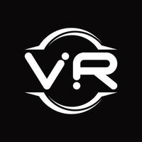 monograma de logotipo vr con plantilla de diseño de forma de rebanada redondeada de círculo vector