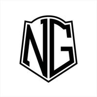 NG Logo monogram with shield shape outline design template vector