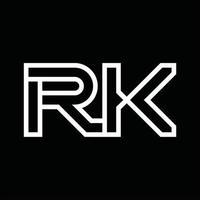 monograma del logotipo rk con espacio negativo de estilo de línea vector