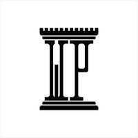 monograma del logotipo de wp con plantilla de diseño de forma de pilar vector