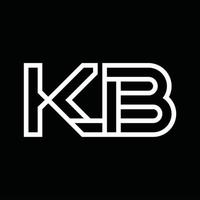 monograma del logotipo de kb con espacio negativo de estilo de línea vector