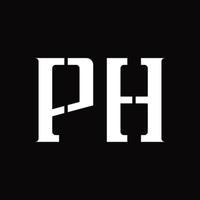 monograma del logotipo de ph con plantilla de diseño de corte medio vector