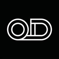 OD Logo monogram with line style negative space vector