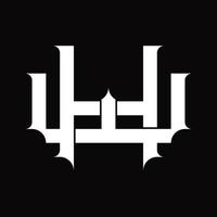 monograma del logotipo wh con plantilla de diseño de estilo enlazado superpuesto vintage vector