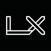 monograma del logotipo lx con espacio negativo de estilo de línea vector