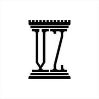 monograma del logotipo vz con plantilla de diseño de forma de pilar vector