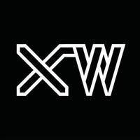 XW Logo monogram with line style negative space vector