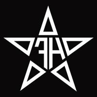 monograma del logotipo fh con plantilla de diseño en forma de estrella vector