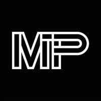 MP Logo monogram with line style negative space vector