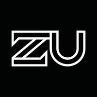 ZU Logo monogram with line style negative space vector