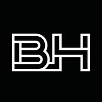 monograma del logotipo de bh con espacio negativo de estilo de línea vector