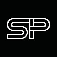 SP Logo monogram with line style negative space vector