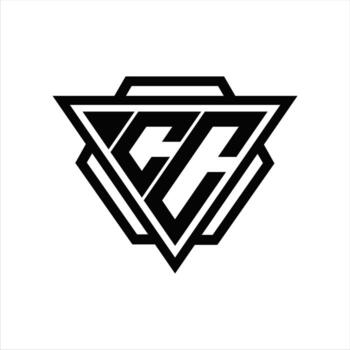 CC Logo monogram with triangle and hexagon template vector