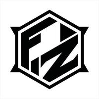 plantilla de diseño de monograma de logotipo fz vector