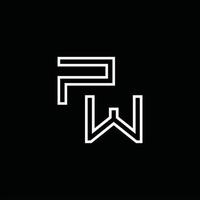 PW Logo monogram with line style design template vector