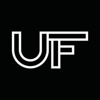 monograma del logotipo uf con espacio negativo de estilo de línea vector