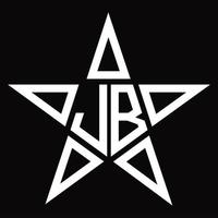 Monograma del logotipo jb con plantilla de diseño en forma de estrella vector