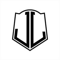 monograma del logotipo jl con plantilla de diseño de esquema de forma de escudo vector