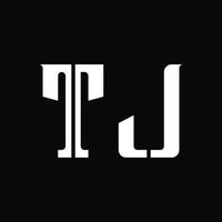 monograma de logotipo tj con plantilla de diseño de corte medio vector