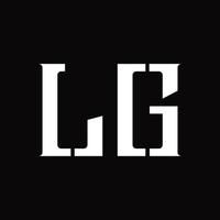 monograma del logotipo de lg con plantilla de diseño de corte medio vector