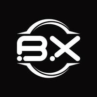 monograma del logotipo bx con plantilla de diseño de forma de corte redondeado circular vector