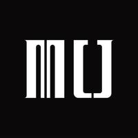 MU Logo monogram with middle slice design template vector