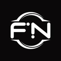 monograma del logotipo fn con plantilla de diseño de forma de corte redondeado circular vector