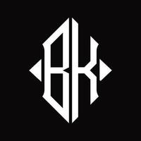 BK Logo monogram with shield shape isolated design template vector