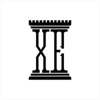 XE Logo monogram with pillar shape design template vector