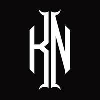 KN Logo monogram with horn shape design template vector