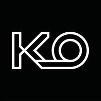 monograma del logotipo ko con espacio negativo de estilo de línea vector