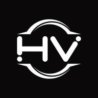 monograma del logotipo hv con plantilla de diseño de forma de corte redondeado circular vector