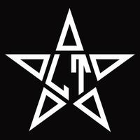 Monograma de logotipo lt con plantilla de diseño de forma de estrella vector