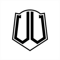VV Logo monogram with shield shape outline design template vector