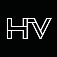 monograma del logotipo hv con espacio negativo de estilo de línea vector