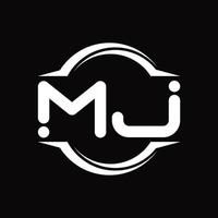 MJ Logo monogram with circle rounded slice shape design template vector