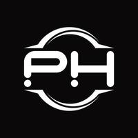 PH Logo monogram with circle rounded slice shape design template vector