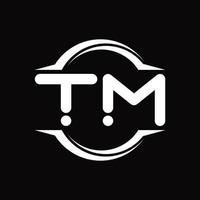 TM Logo monogram with circle rounded slice shape design template vector