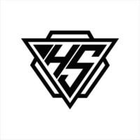 HS Logo monogram with triangle and hexagon template vector