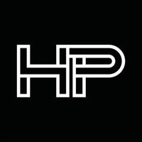 monograma del logotipo de hp con espacio negativo de estilo de línea vector