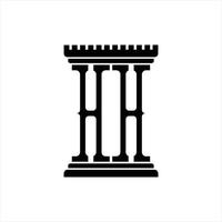 HH Logo monogram with pillar shape design template vector