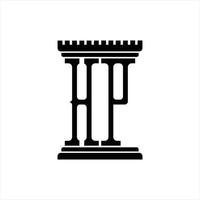 monograma del logotipo de hp con plantilla de diseño de forma de pilar vector