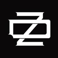 monograma del logotipo dz con plantilla de diseño de estilo enlazado superpuesto vintage vector