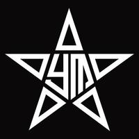 monograma del logotipo de ym con plantilla de diseño de forma de estrella vector