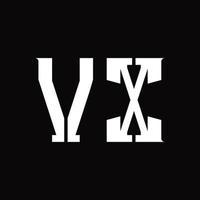 monograma de logotipo vx con plantilla de diseño de corte medio vector