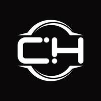 CH Logo monogram with circle rounded slice shape design template vector